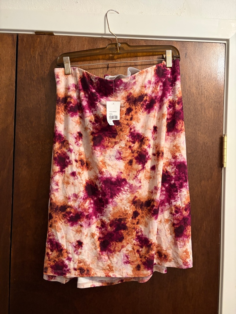 Cato A-Line Midi Skirt in Berry & Rust Tie-Dye